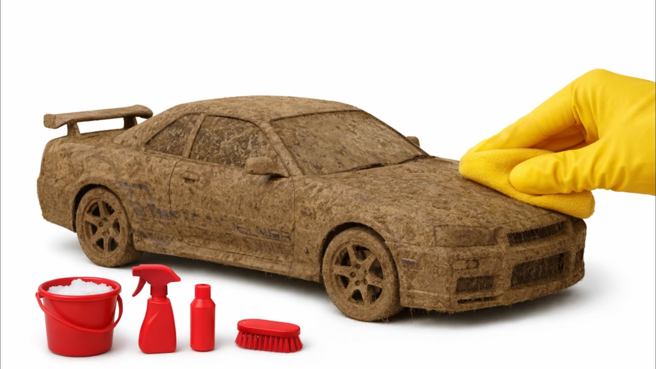 Super Realistic Cleaning of a 1:34 Nissan Skyline GT-R After an Extreme Off-Road Adventure 🥵