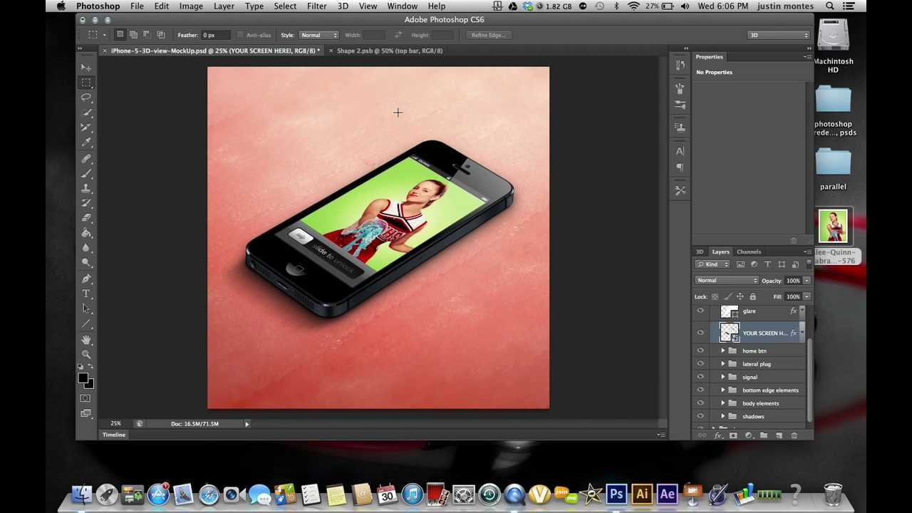 Photoshop Trick: putting a custom image onto an iPhone screen - YouTube