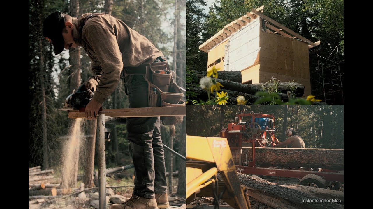 Off-Grid Cabin Build: Framing walls & Building The Roof - YouTube