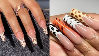 Cow Print Nail Art | Animal Print Nail Art Ideas 2021