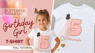 Desain Bordir Kaus Angka Ulang Tahun Anak Perempuan Tema Kupu-kupu | Tutorial Lengkap screenshot 5