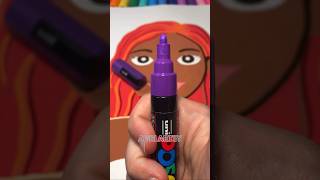 Drawing The Little Mermaid Halle Bailey with Posca Markers! #shorts