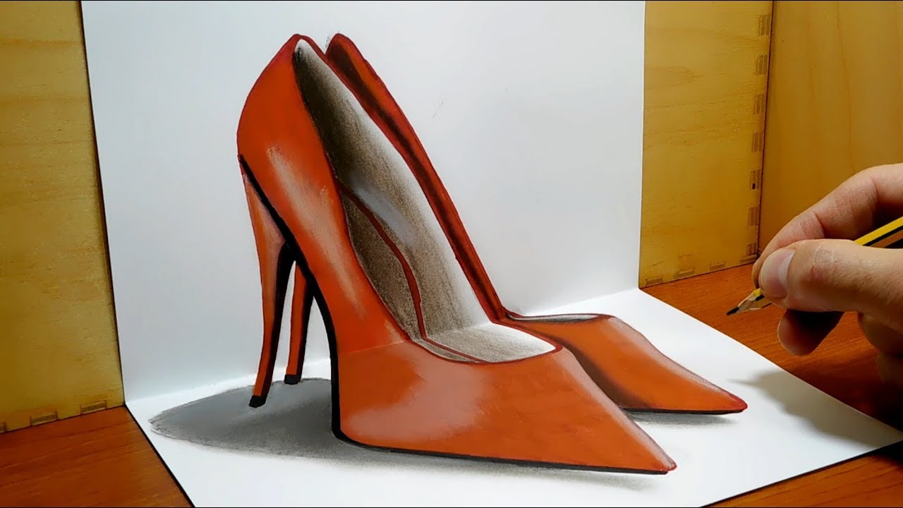 3D Trick Art on Paper   Women's Shoes