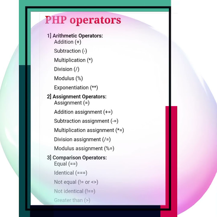 PHP programming language 💯 . PHP operators - YouTube