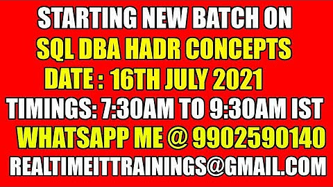 NEW BATCH ON SQL DBA HADR CONCEPTS