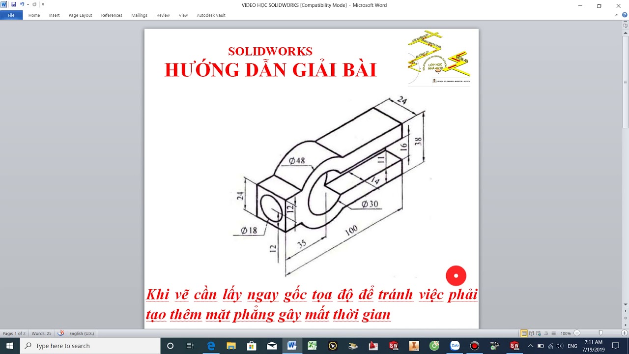 SOLIDWORKS GIẢI BÀI TẬP (tiếp theo) - YouTube