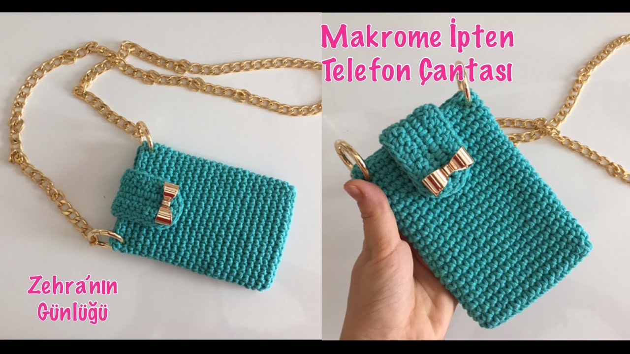 Telefon Çantası Nasıl Yapılır-Makrome İpten Telefon Çantası Yapımı