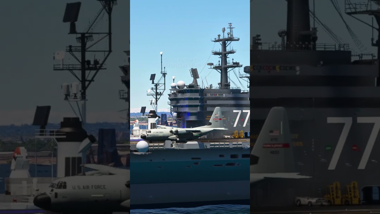 That is a Crazy USA Military C-130 landing on Aircraft Carrier 