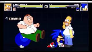 [M.U.G.E.N Battle] Homer Simpson & Peter Griffin VS Sonic & Sonic.exe