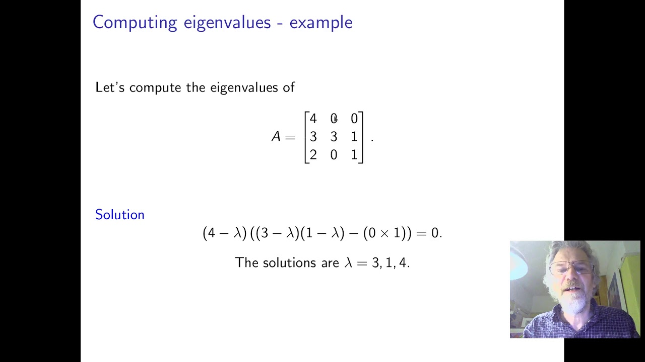 2E1 Lecture 5 part 2 Eigenvalues and eigenvectors - YouTube