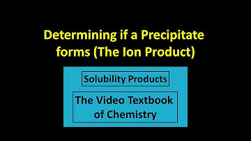 Determining if a Precipitate forms (The Ion Product)
