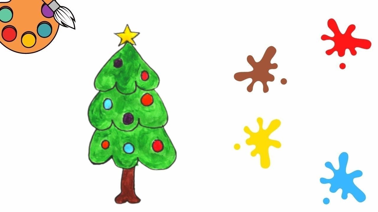 How to Paint a Christmas Tree ? How to Draw and Color Cute Christmas