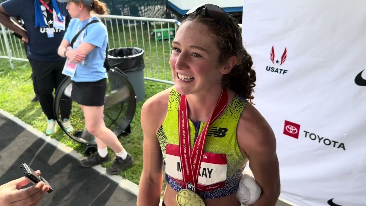 Emily Mackay after winning 2026 US 5000m title