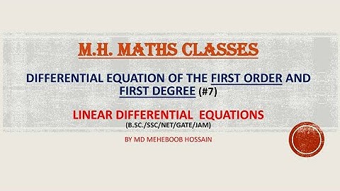 Linear Differential Equation of First order/Integrating Factor/ with examples(B.Sc./SSC/NET/GATE) #7