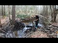 Tearing Out 2 Rebuilt Beaver Dams By Hand & Unclogging A Culvert! Part 4 Of 6! That Drained 2 Quick!