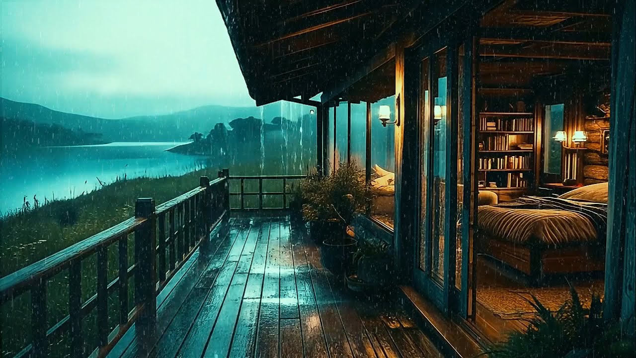 Rainy Night by the Lakeside Cabin | Relaxing Rain Sounds for Deep Sleep ...