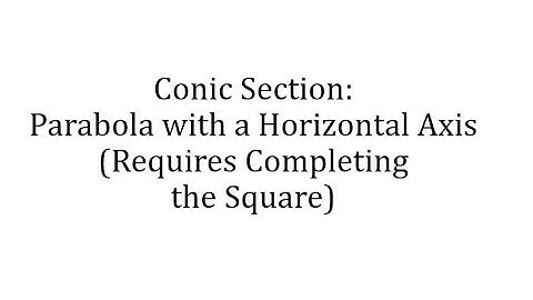 Ex 9: Conic Sections: Parabola with Horizontal Axis (Requires Completing the Square
