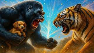 Epic Battle Kong Vs Tiger  Kong Saves Puppy    Kong Movie  Bigfoot Movie