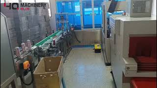 automatic sewing thread cone shrink wrap packing machine and top side labeling machine