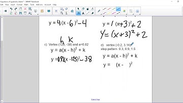 MBF3C Writing Equation of Parabola in Vertex Form (part 1)