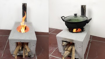 Cách làm bếp củi không khói từ xi măng và thùng nhựa cũ - Ý tưởng sáng tạo How to make a wood stove
