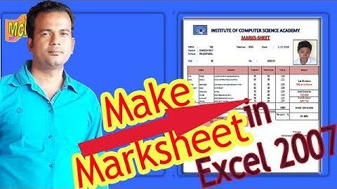 How to make marksheet in excel 2007 in hindi | Part-1 | step by step