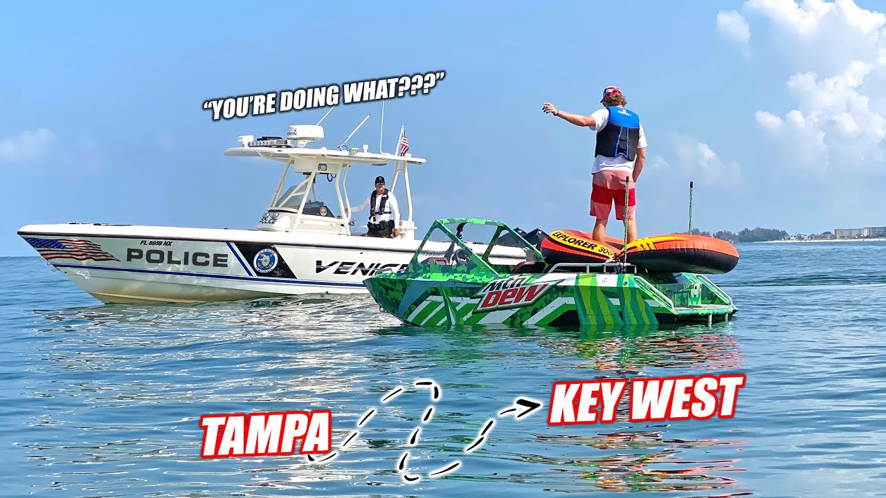 ⁣I Tried To Drive My Supercharged Mini Jet Boat From Tampa Bay to Key West (240 Miles)