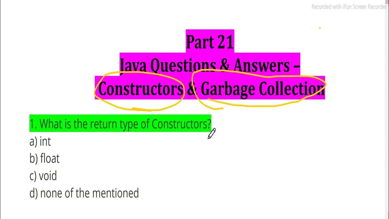 21 Important Java Language MCQ Constructor & Garbage for Interview