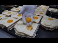 계란 노른자 넣은! 햄 치즈 토스트 / egg yolk, ham cheese toast - korean street food