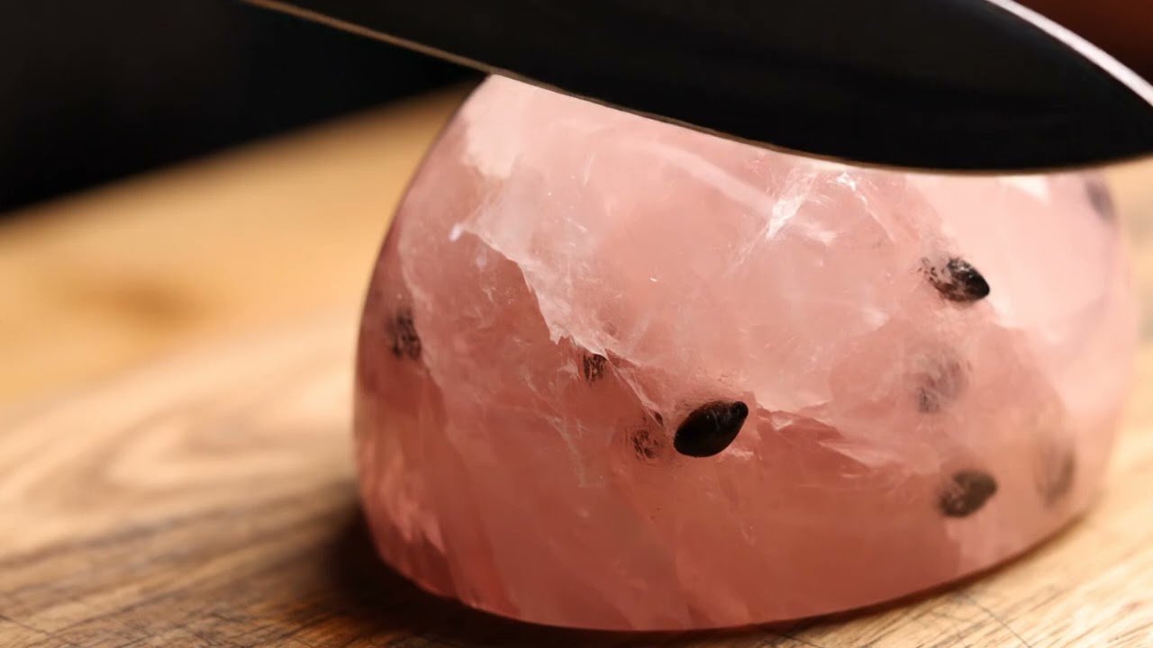 Cutting a Crystal Watermelon: ASMR Macro Satisfying Slices! 💎🍉