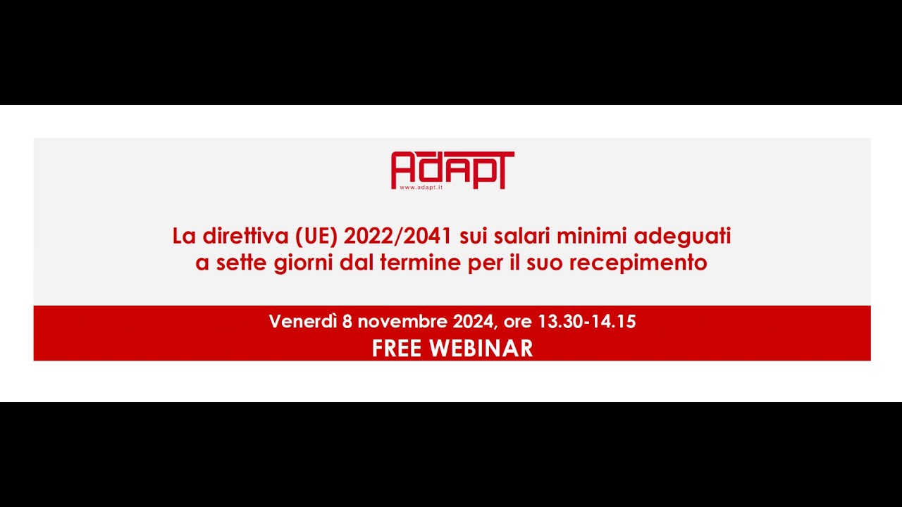 La direttiva (UE) 2022/2041 sui salari minimi adeguati