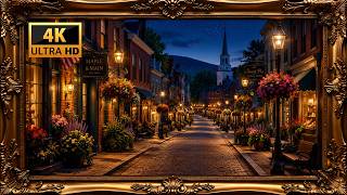 Charming Small Town at Night🌙| 4K Frame TV Art | Luxury Gold-Framed Smart TV Screensaver #frametvart screenshot 5