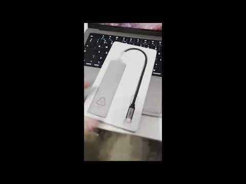 USB-C хаб Ugreen CM512 7 в 1 HDMI 4K 60Hz RJ45 PD 100W 2xUSB 3.0 SD/TF Сріблястий, видео 6