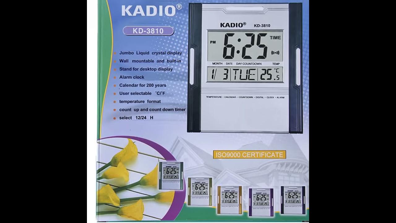 RELOJ DE PARED DIGITAL KADIO KD-3810N TEMPERATURA FECHA HORA