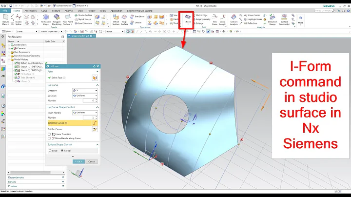 I form command dynamically modify a face by adding isoparametric curves in studio surface Nx SIemens