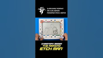 Slater Family Portrait on Ltd. Edition Monopoly Etch A Sketch. #CustomEtchASketch  #EtchArt