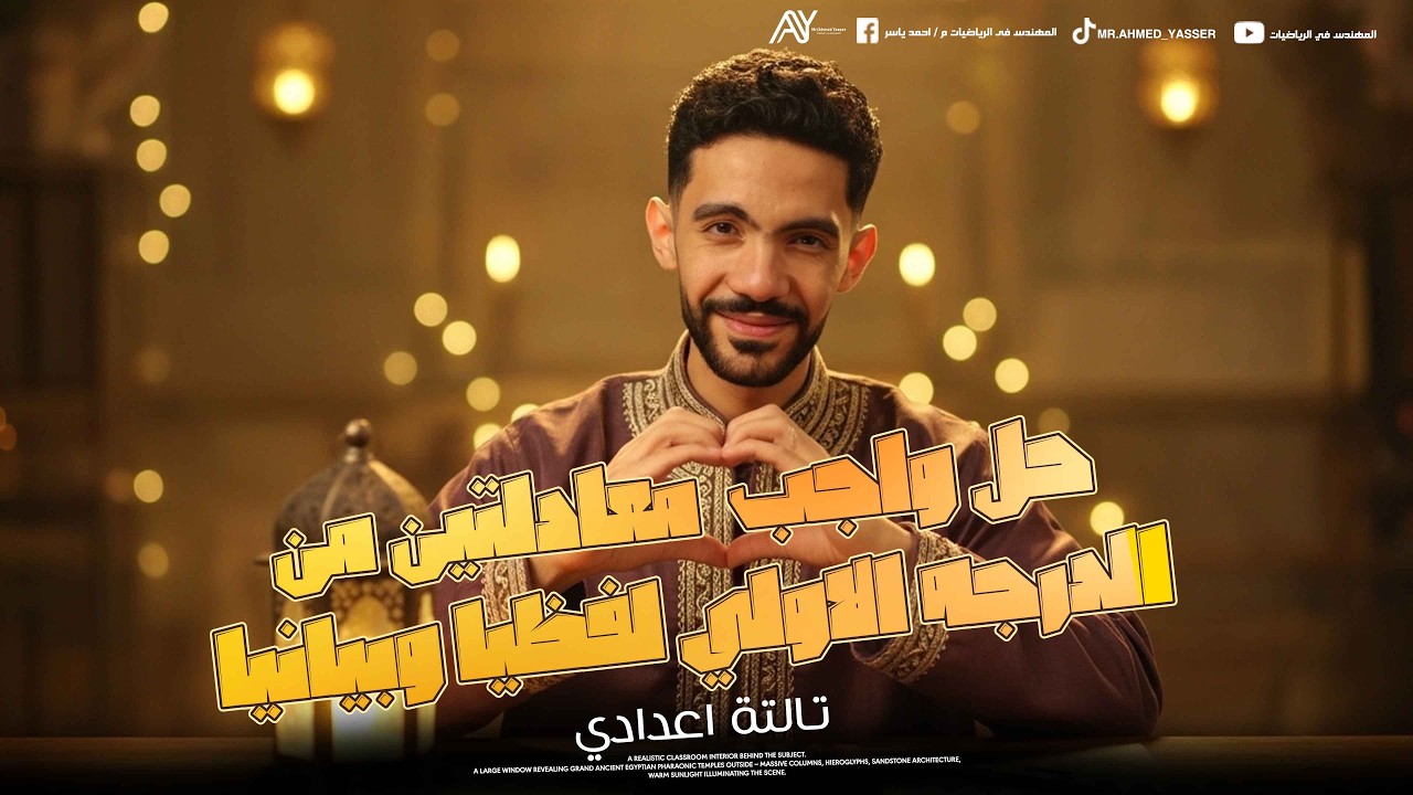 حل واجب الصف الثالث الاعدادي معادلتين من الدرجه الاولي لفظيا وبيانيا 