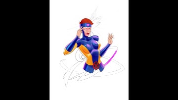 Jean Grey pinup Timelapse done in procreate.
