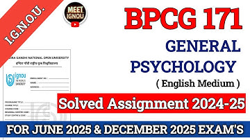 bpcg 171 solved assignment 2024-25 // General Psychology  // #bpcg171_assignment #bpcg171_ignou
