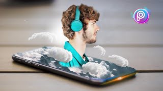 اضافه جديده لصورتك تأثير الخروج من شاشة التلفون مع بعض السحاب - PicsArt Editing - تطبيق PicsArt screenshot 1