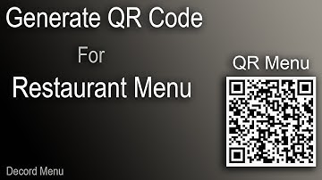 Generate QR Code For Restaurant Menu | QR Menu | Decord Menu