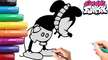 HOW TO DRAW ALT SUICIDE MOUSE (MICKEY) | Friday Night Funkin (FNF) - Easy Step By Step Tutorial