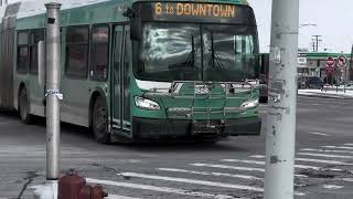 DDOT XD60 NEW FLYER 2019 ARTICULATED#1964 ROUTE 6 GRATIOT HEADING FOR BUS STOP