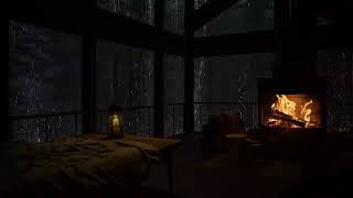 Cozy Attic Retreat 🌙 Gentle Rain in the Rainforest and Fireplace Sounds for Relaxation