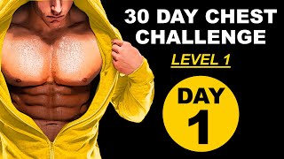 30 DAY CHEST challenge Day 1 - Level 1 🟡 Home workout #p4p