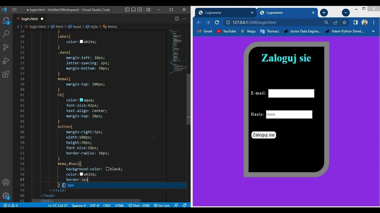 Logowanie - Projekt z użyciem html i css - YouTube