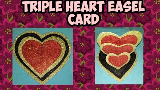 Valentines day card |Triple Heart Easel Card | How to make a Easel card | Scrapbook ideas | screenshot 4