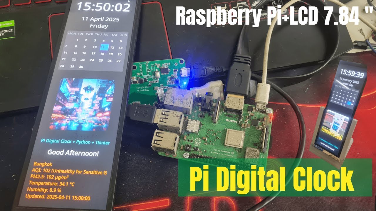 Pi Digital Clock 7.84" Display EP2(PYTHON) #trending #raspberrypi - YouTube