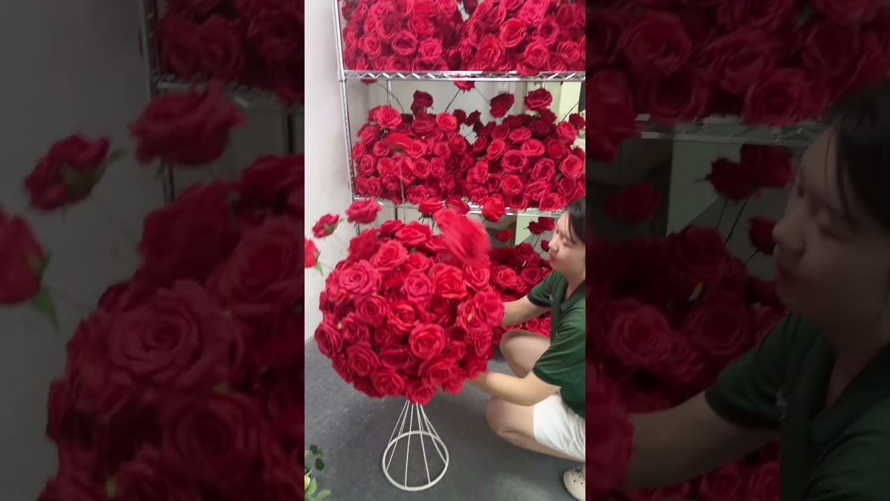 Red Rose Table Centerpiece Floral Ball Wedding Table Deor 