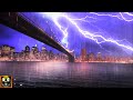 Thunder And Rain With Car Traffic Noises On Brooklyn Bridge City Thunderstorm Sounds For Sleeping 